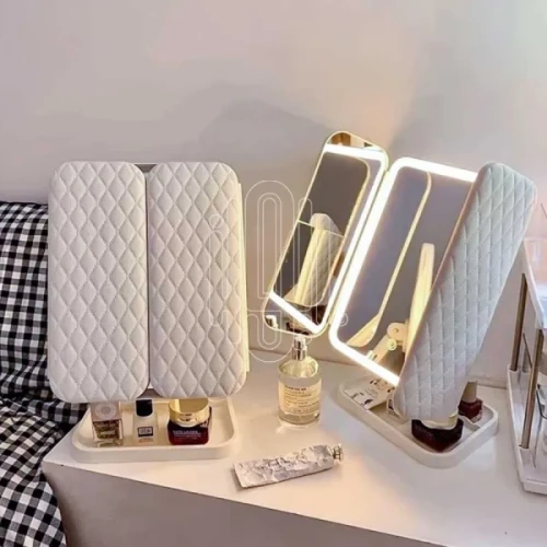 صورة مصغرة لـ مرآة تجميل ومكياج LED عصرية بـ 3 درجات إضاءة