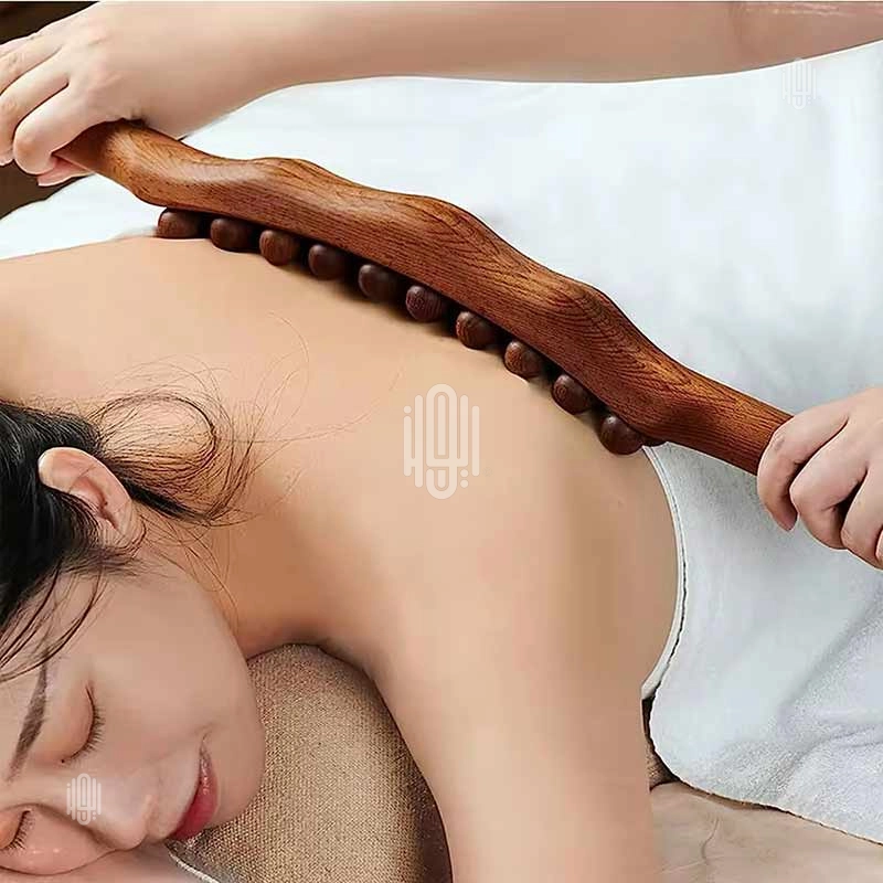 عصا مساج وتدليك الجسم من خشب البامبو الطبيعي - ايوان سنتر